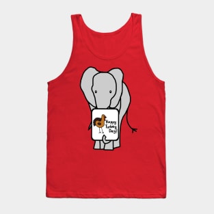 Big Grey Elephant with Thanksgiving Turkey Greetings Tank Top